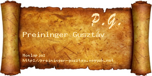 Preininger Gusztáv névjegykártya